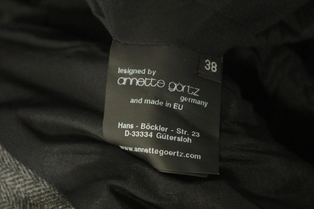 ANNETTE GOERTZ Gray Herringbone Wool Long Sleeve Button Front Long Coat – Size 38