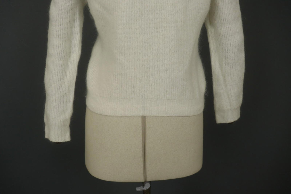 LA MAILLE SÉZANE White Knitted Long Sleeve Mock Neck Button Front Sweater – Size S