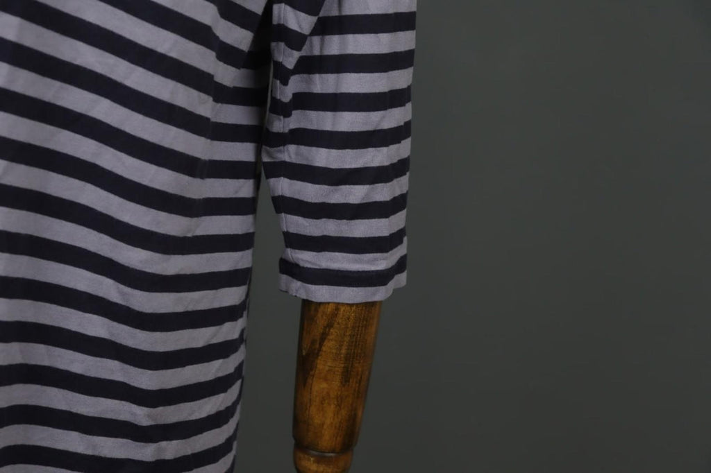 MARIMEKKO Gray & Black Striped 3/4 Sleeve Front Pockets Tunic Dress Sz S/M