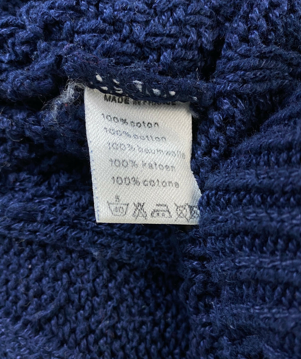 Vintage Chemise Lacoste Blue Cotton Cable Knit Jumper Sweater – Men's 5 / L