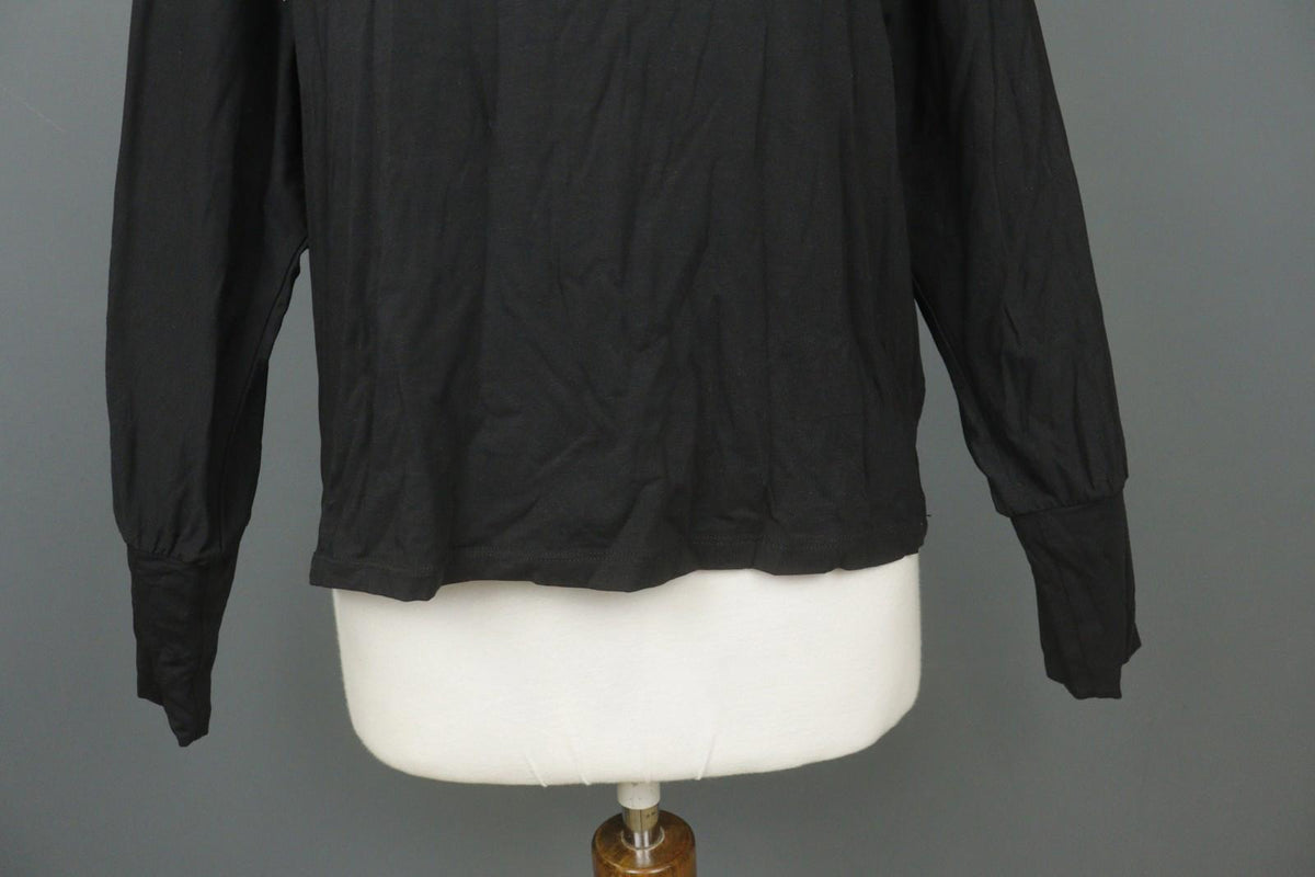 GUDRUN SJODEN Black Cotton Raglan Sleeve Crew Neck Pullover Shirt Top – Size L