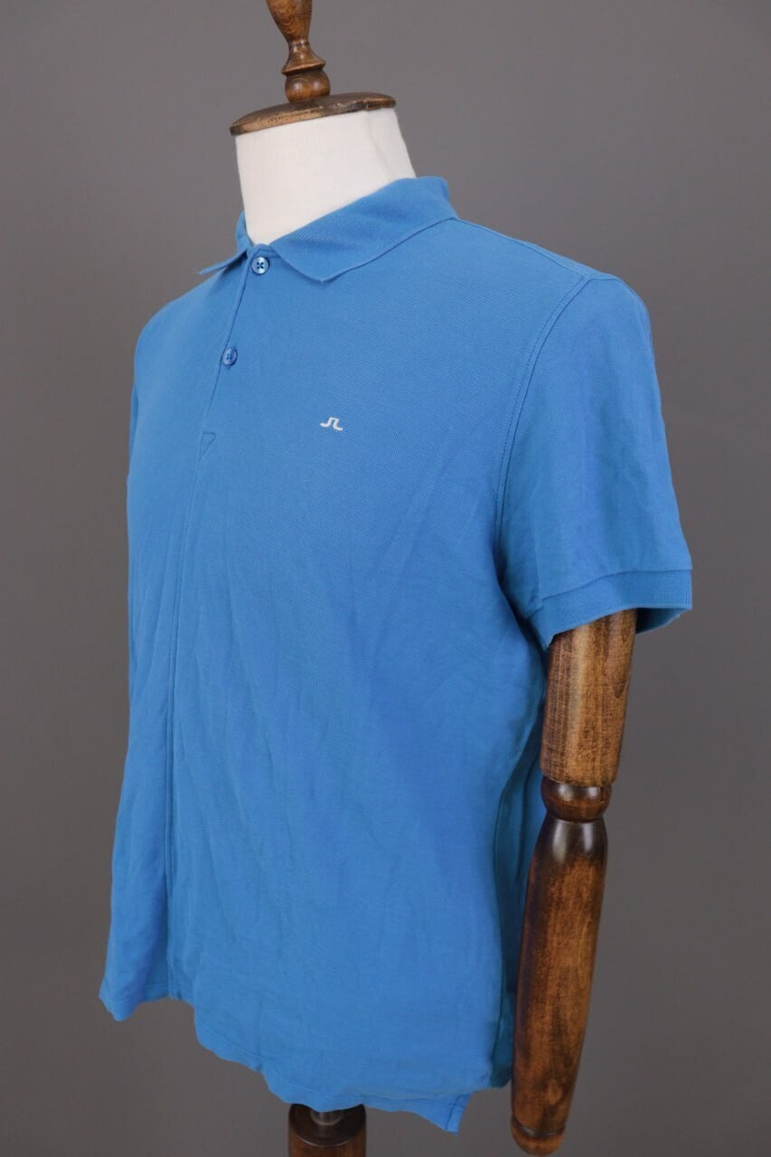 J.Lindeberg Slim Fit Blue Sport Golf Short Sleeve Polo Shirt – Size L