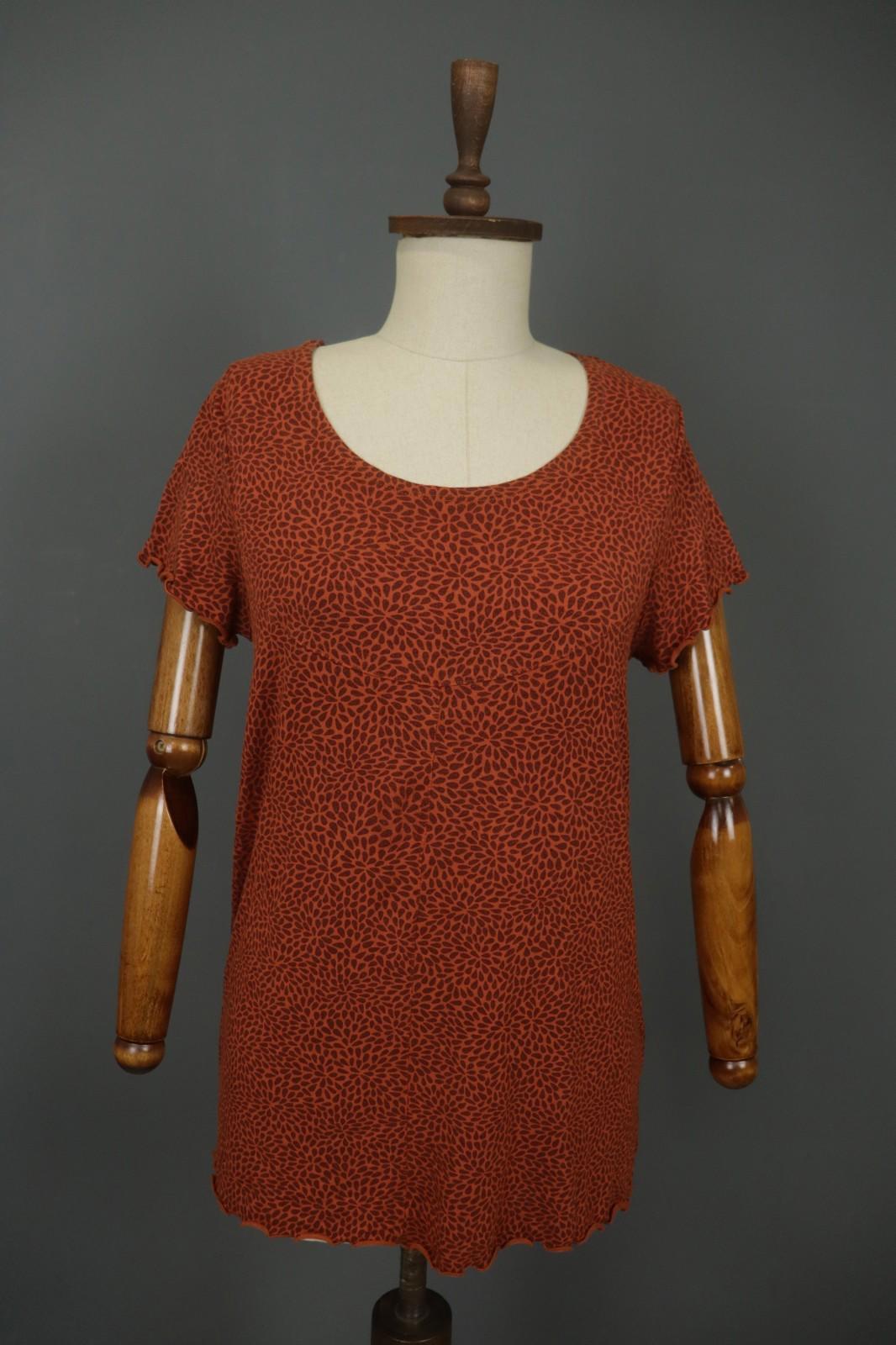 GUDRUN SJODEN Orange Dotted Modal Short Sleeve Round Neck Tunic Top – Size M