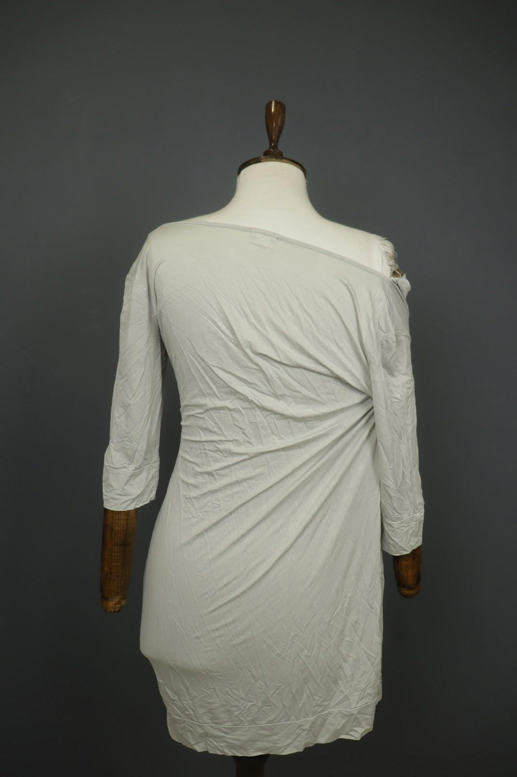TRANSIT PAR-SUCH White Rayon Knotted 3/4 Sleeve Off the Shoulder Dress – Size 3
