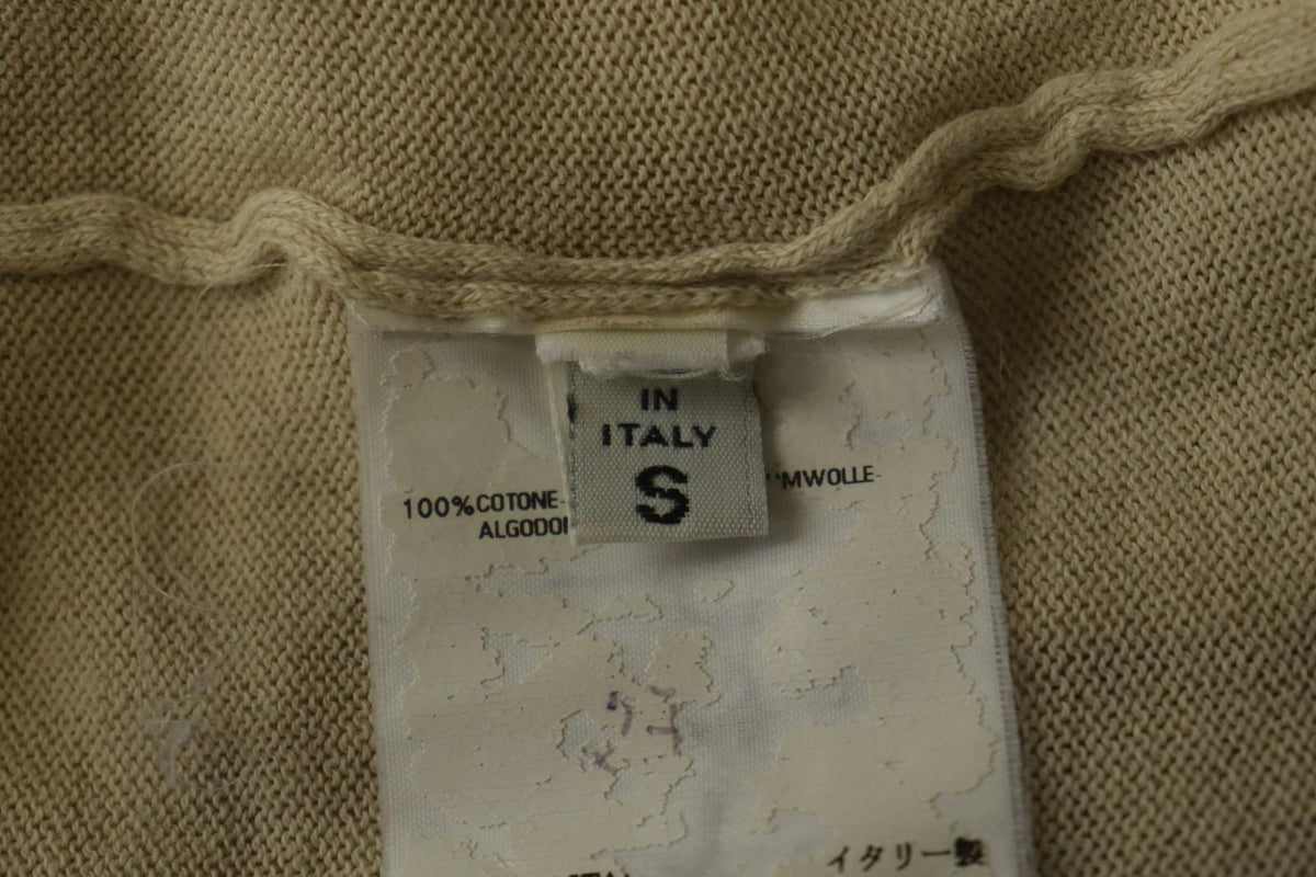 MAISON MARTIN MARGIELA Tan Cotton Knitted Raglan Sleeve Pullover Sweater – Size S – Used