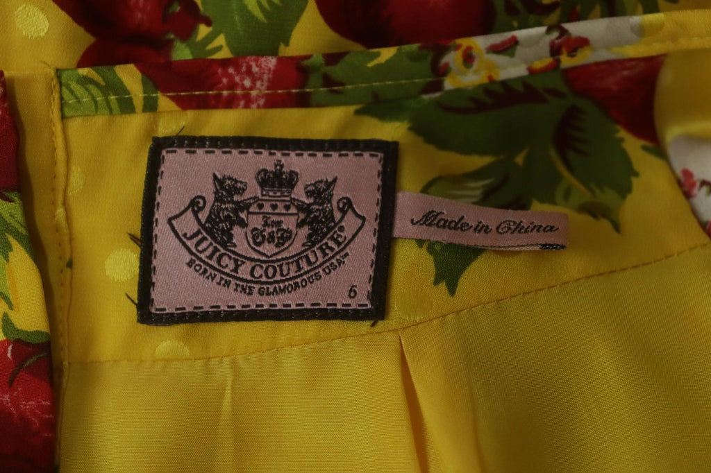 Juicy Couture Yellow Floral Short Sleeve Back Buttons Fit & Flare Dress – Size 6