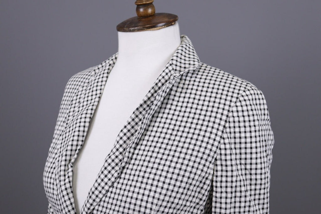 Max Mara White & Black 3/4 Sleeve Check Blazer Jacket – Size I 40 / USA 6