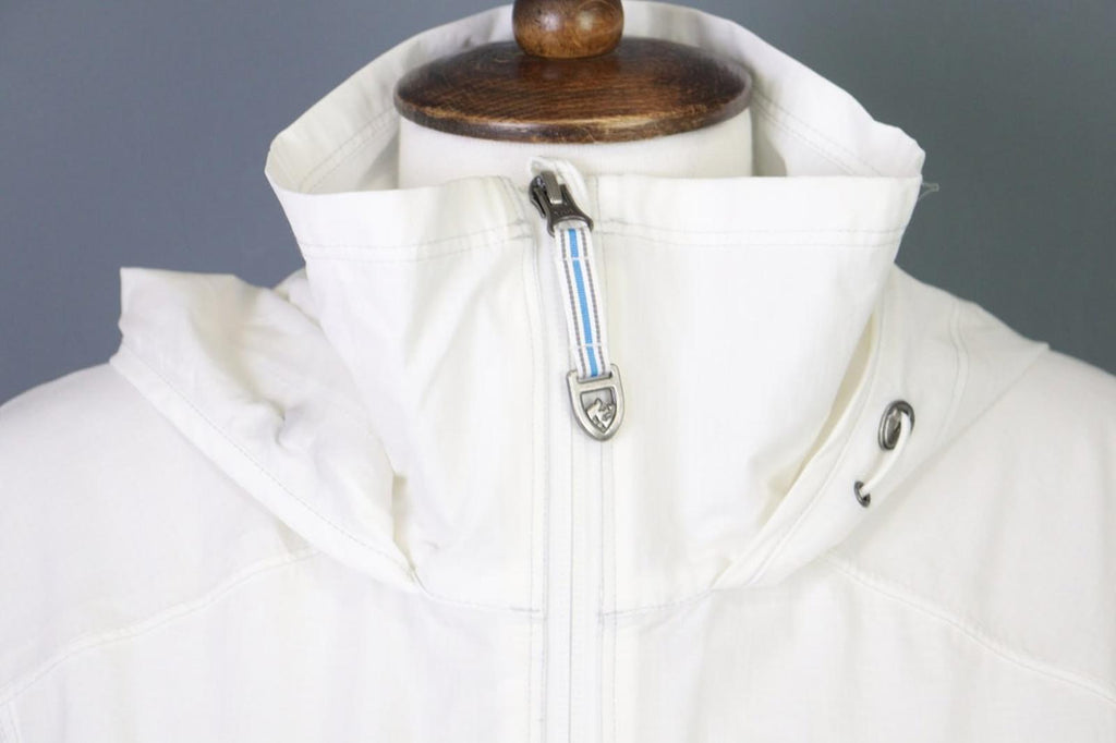 KUHL White Classic Fit High Neck Casual Long Sleeve Full Zip Hooded Jacket Sz M – Used
