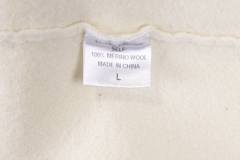 Adam Lippes Beige High Neck Merino 3/4 Sleeve Wool Knitted Sweater – Size L
