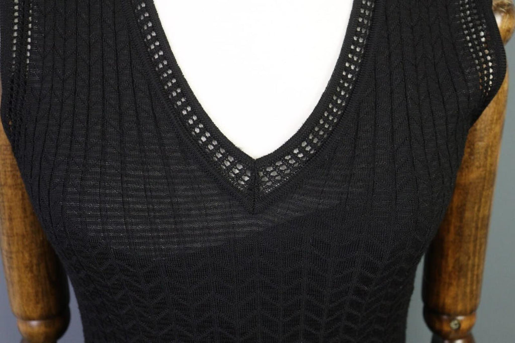 MISSONI Black Long Sleeve V-Neck A-Line Bodycon Dress – Size 44