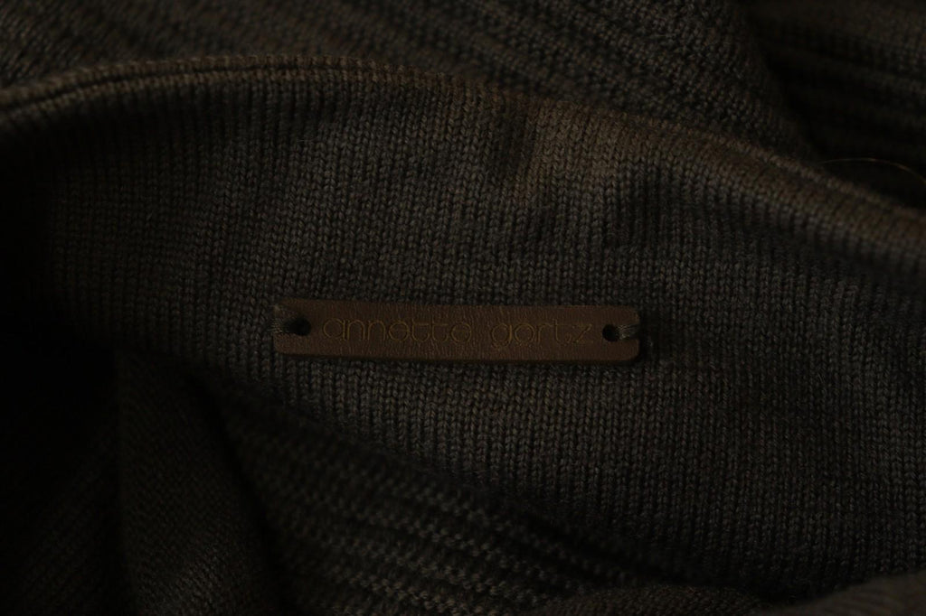 ANNETTE GORTZ Brown 100% Wool Tight Knit High Neck Pullover Sweater – Size XS