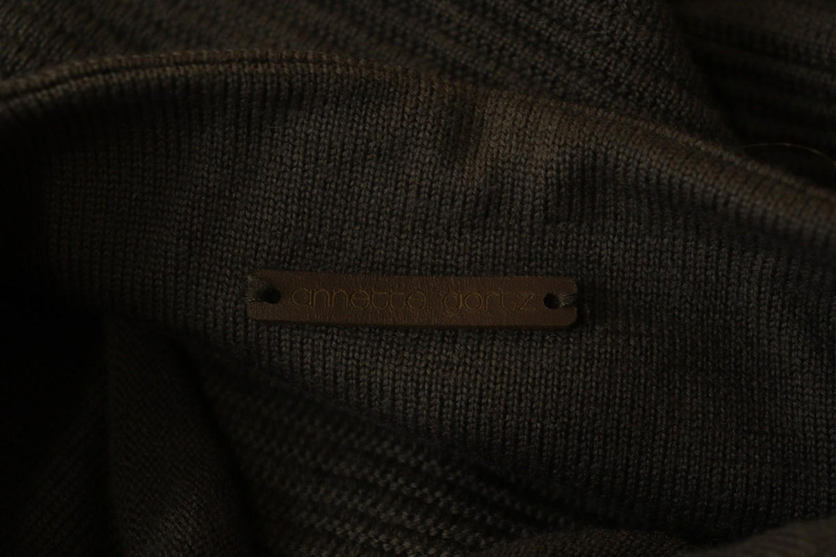 ANNETTE GORTZ Brown 100% Wool Tight Knit High Neck Pullover Sweater – Size XS