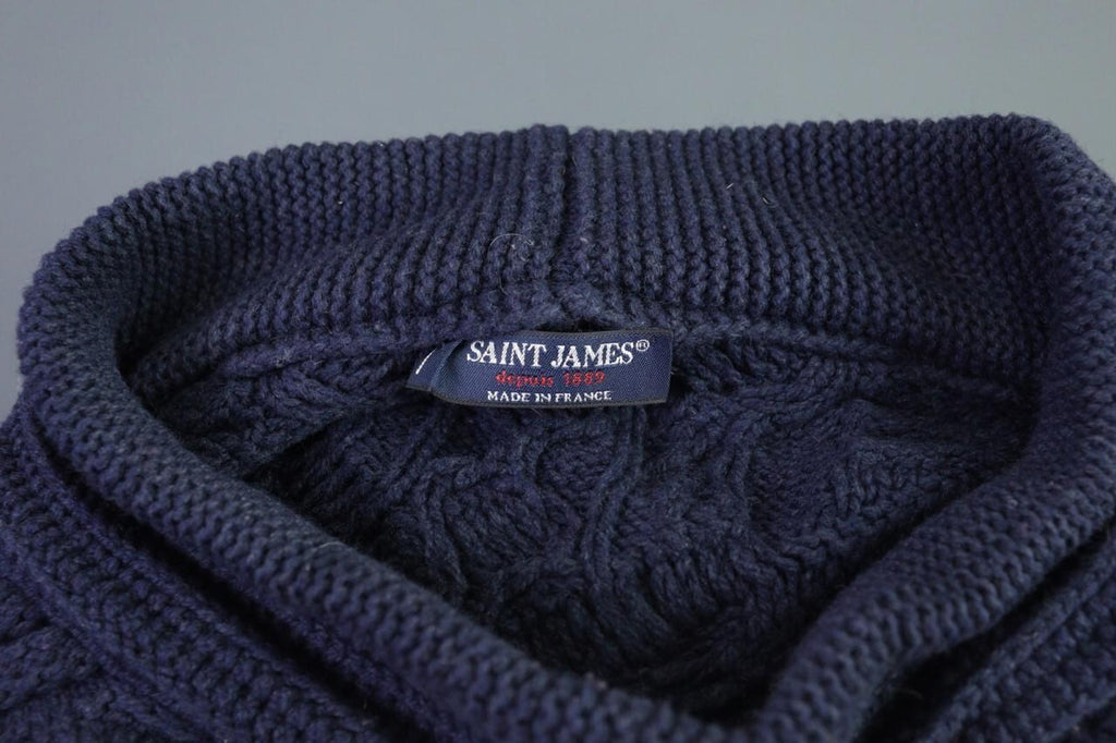 SAINT JAMES Blue Cable Wool Knit Poncho Lagenlook Sweater – Size OS