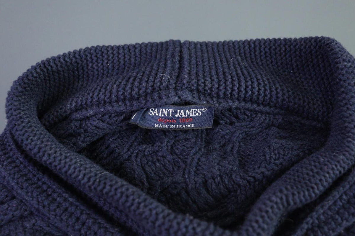 SAINT JAMES Blue Cable Wool Knit Poncho Lagenlook Sweater – Size OS