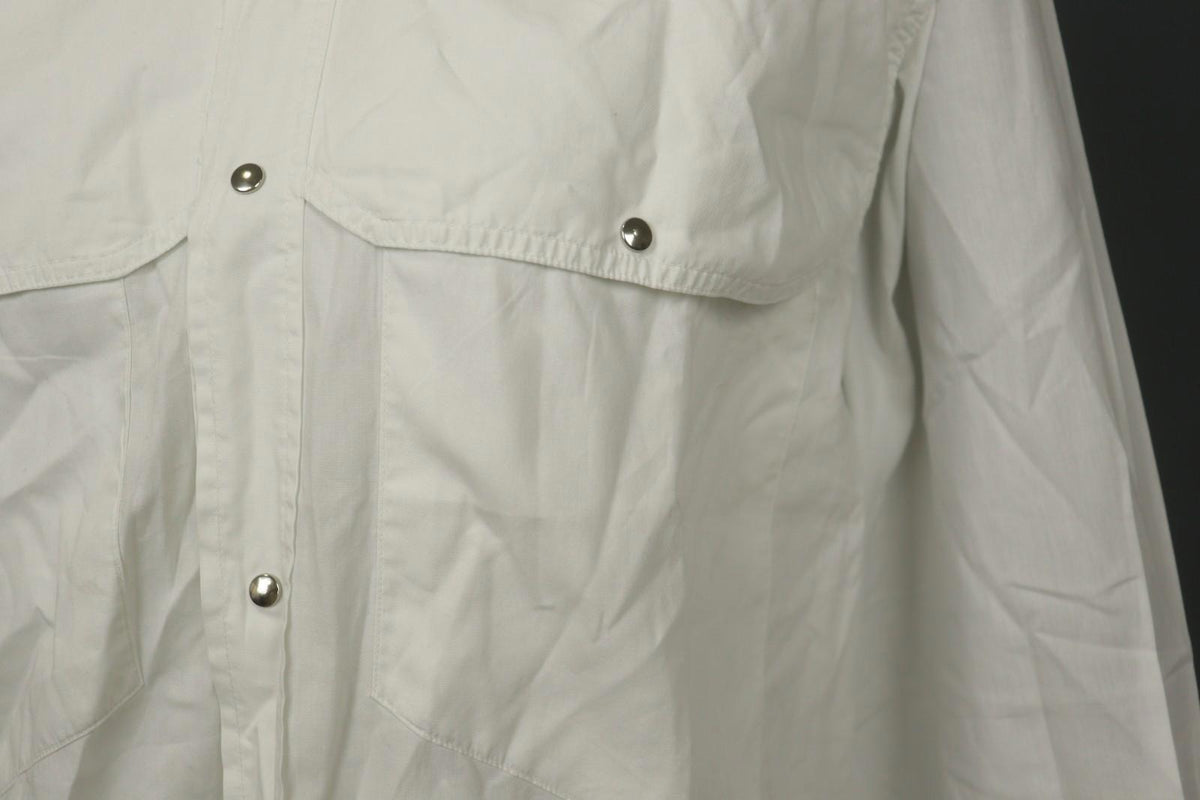 THIERRY MULGER White Long Sleeve Collared Flap Pockets Snap Button Shirt Sz M/L