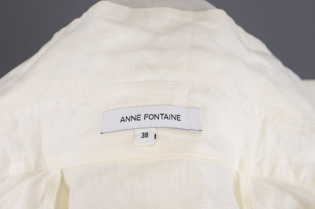 Anne Fontaine Embroidered Long Sleeve Button Top Blouse Tunic Shirt Sz 38