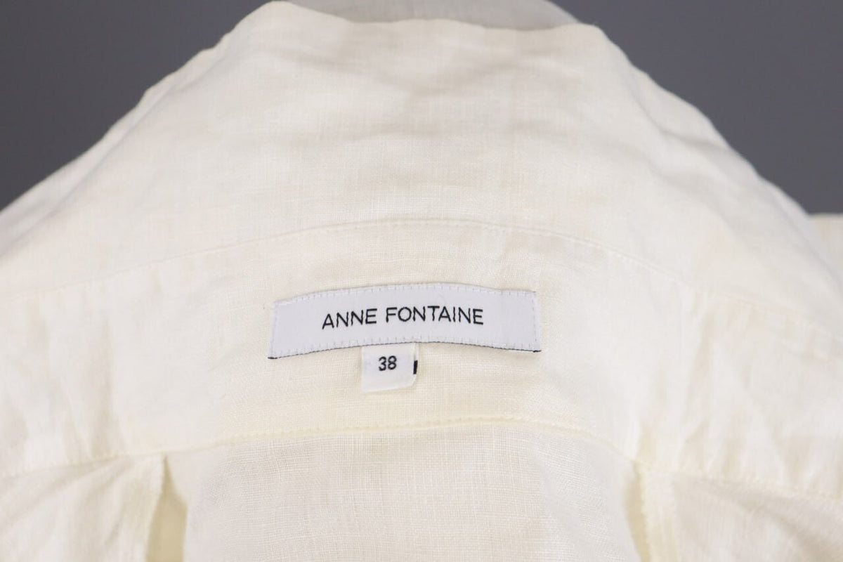Anne Fontaine Embroidered Long Sleeve Button Top Blouse Tunic Shirt Sz 38