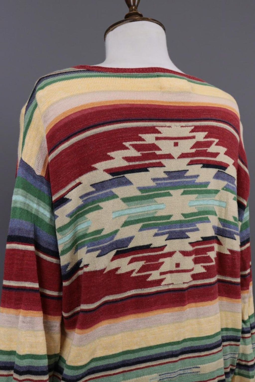 DENIM SUPPLY RALPH LAUREN Multicolor Aztec Linen Lagenlook Knited Sweater – Size L