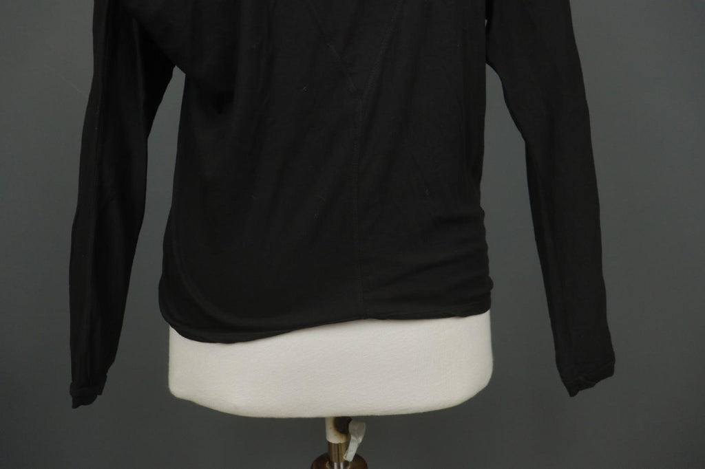 HUMANOID Blouse Top Slim Fit Stretch Black Cotton Round Neck Pullover – Size M