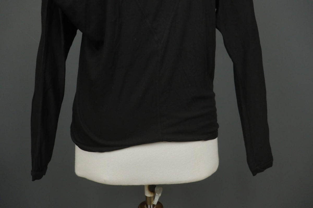 HUMANOID Blouse Top Slim Fit Stretch Black Cotton Round Neck Pullover – Size M