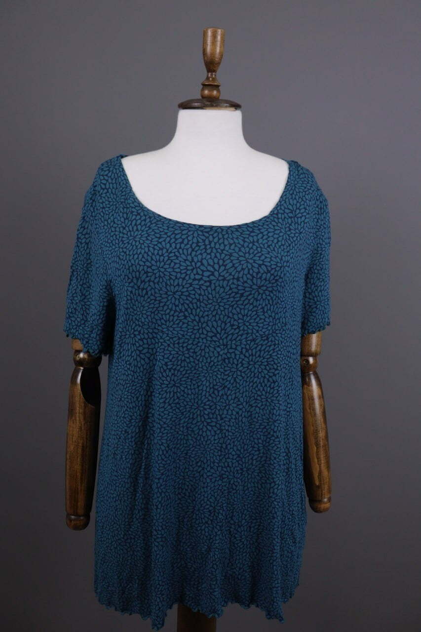 Gudrun Sjoden Blue Floral Oversize Lagenlook Long Sleeve Tunic Dress – Size L