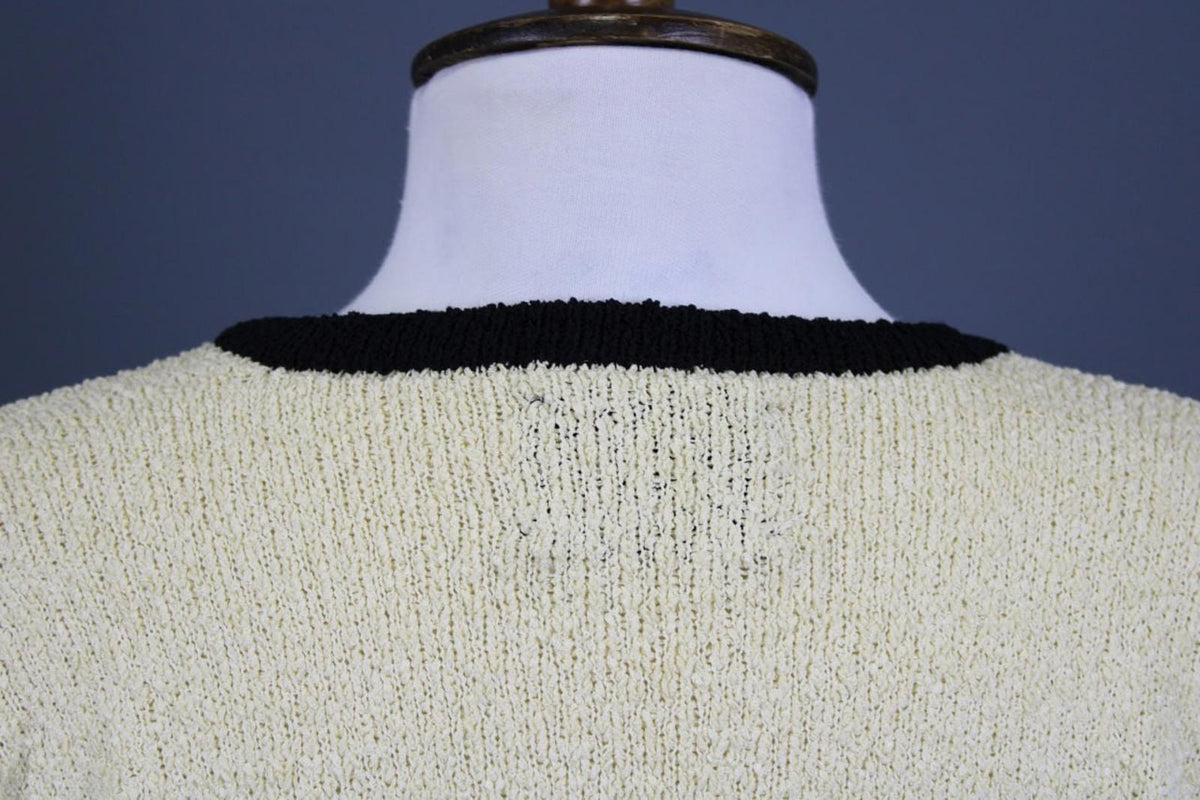 DOLCE & GABBANA Beige Black Lined Cotton Long Sleeve Open Front Cardigan M/L