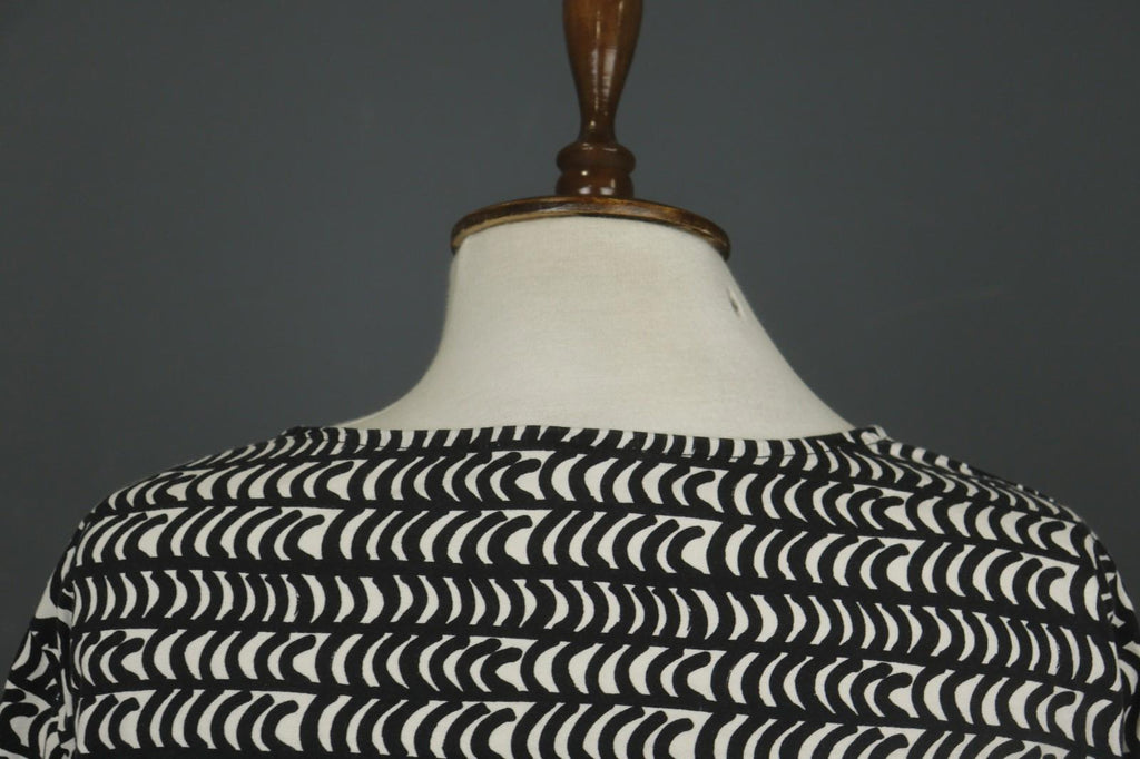 MARIMEKKO PERETTA SESLONKI Black White Geometric Round Neck Tunic Dress S/M