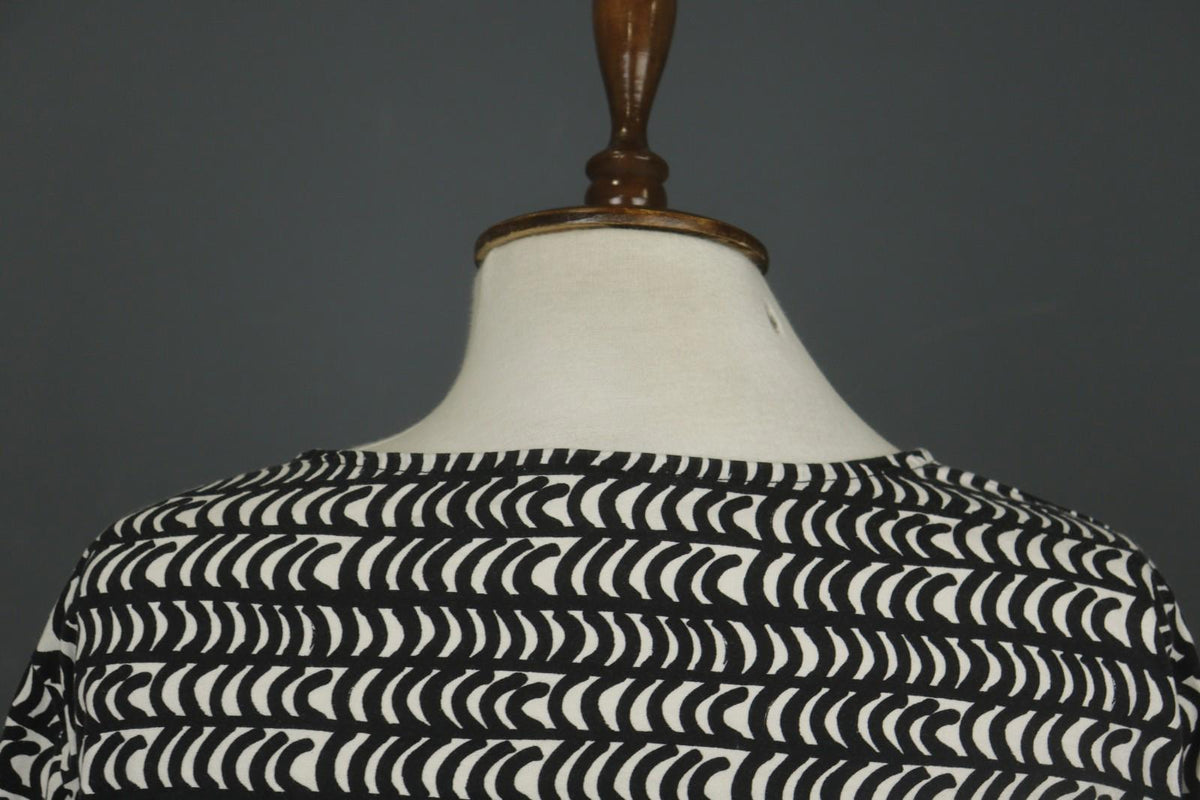 MARIMEKKO PERETTA SESLONKI Black White Geometric Round Neck Tunic Dress S/M