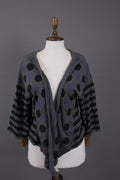 GUDRUN SJODEN Gray Dotted Striped Cape Wrape Knit Cardigan Sweater – Size L