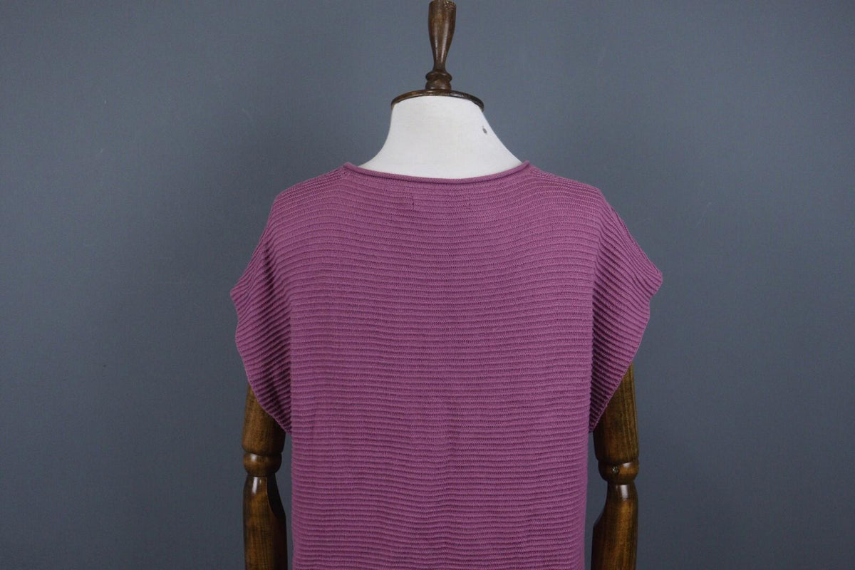 GUDRUN SJODEN Purple Striped Cap Sleeve Stretch Top Blouse – Size M – Used