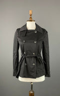 Pinko Black Cotton Double Breasted Belted Trench Coat – Size US 4 GB 8 IT 40