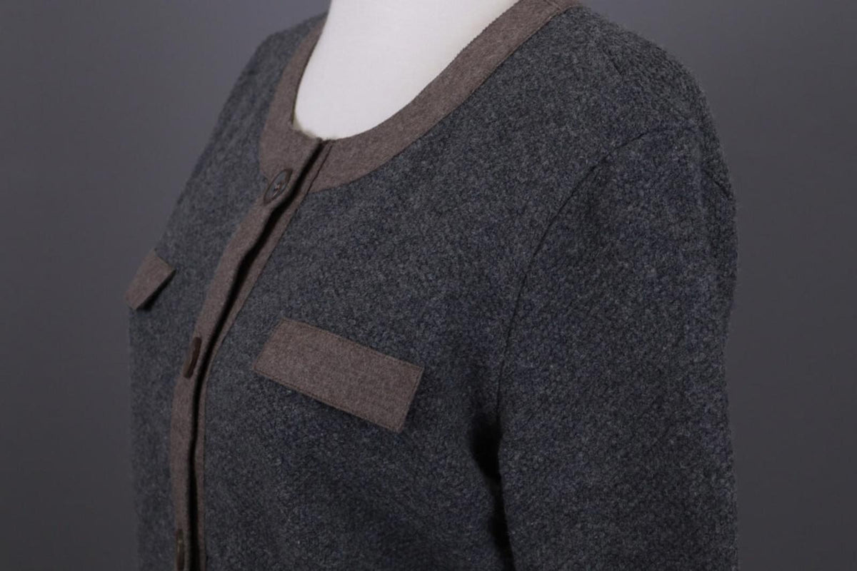 FABIANA FILIPPI Gray Wool Silk Cashmere Knit Button Dowm Blazer Jacket I 44 / M