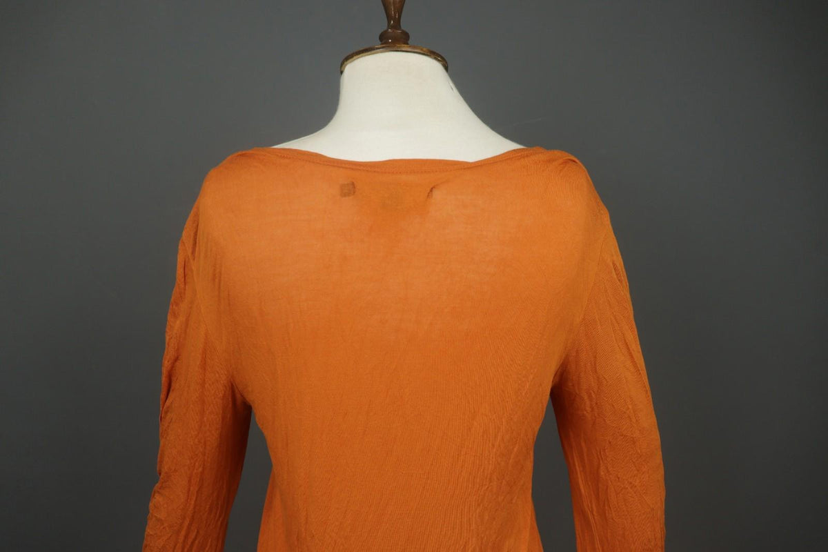 GUDRUN SJODEN Orange Modal Stretch Slim Fit Long Sleeve Pullover Blouse Top Sz M
