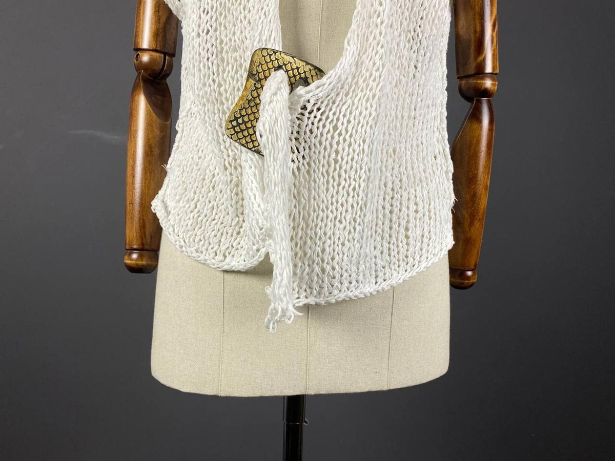 BARBARA SPEER White Lagenlook Crochet Knit Short Sleeve Cardigan Sweater – Size 2