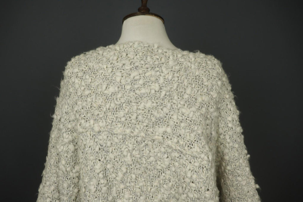 BARBARA SPEER Ivory Textured Knit Long Sleeve Round Neck Pullover Sweater M/L