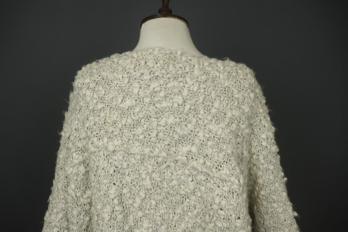 BARBARA SPEER Ivory Textured Knit Long Sleeve Round Neck Pullover Sweater M/L
