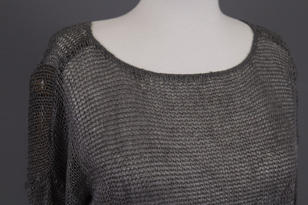 Denim & Supply Ralph Lauren Gray Open Knit Linen Crochet Knit Sweater – Size S
