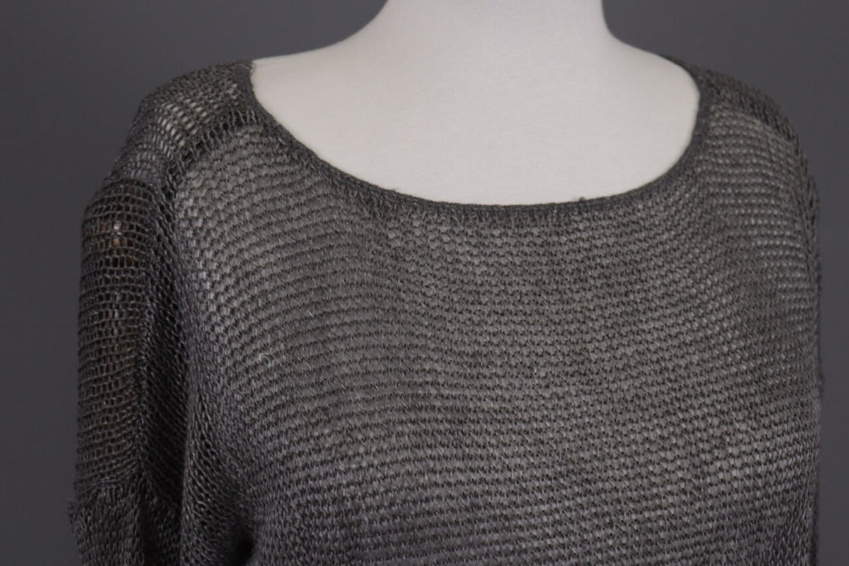 Denim & Supply Ralph Lauren Gray Open Knit Linen Crochet Knit Sweater – Size S