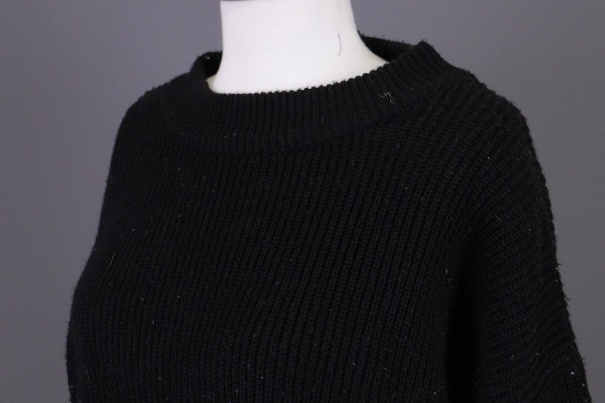 RUNDHOLZ Black Tight Knitted Crew Neck Long Sleeve Pullover Sweater – Size M