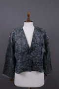 Absolut By Zebra Gray Floral Button Down Lightweight Lagenlook Jacket – Size 2 / M