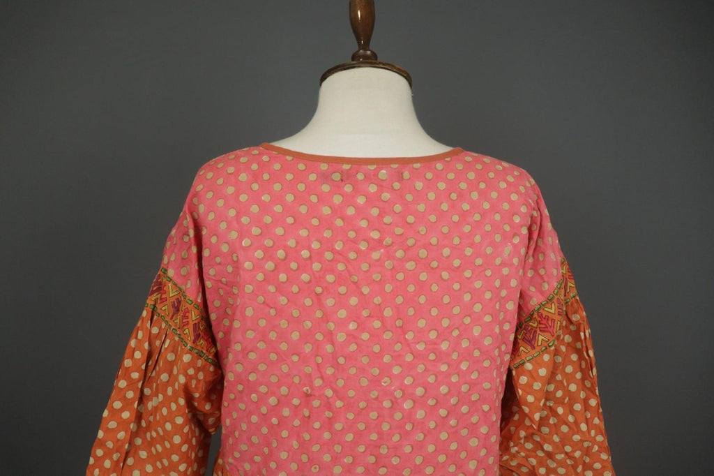 GUDRUN SJODEN Multicolor Polka Dot Organic Cotton Button Front Shift Dress Sz M