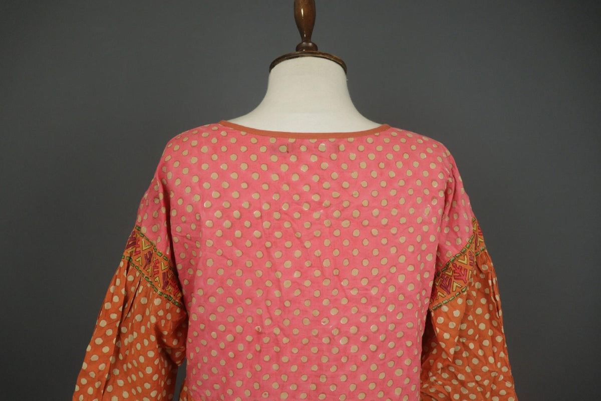 GUDRUN SJODEN Multicolor Polka Dot Organic Cotton Button Front Shift Dress Sz M