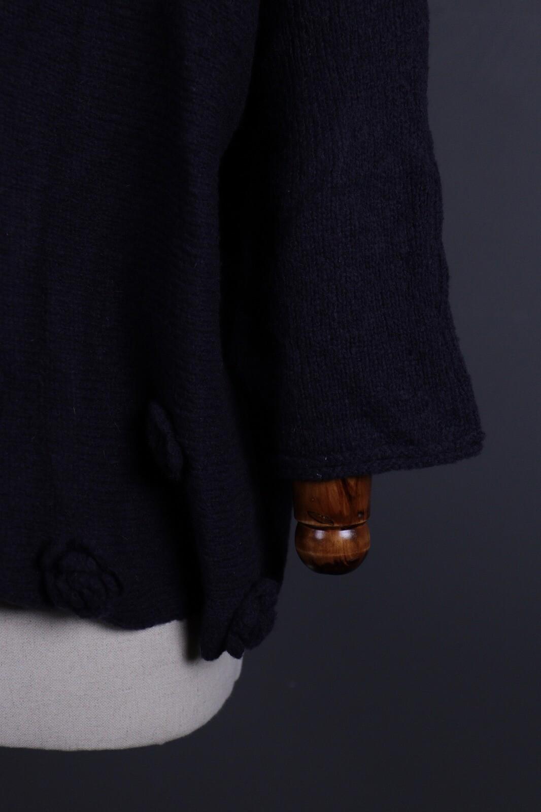 GRIZAS Black Wool Crochet Knit Oversized Boyfriend Sweater – Size L