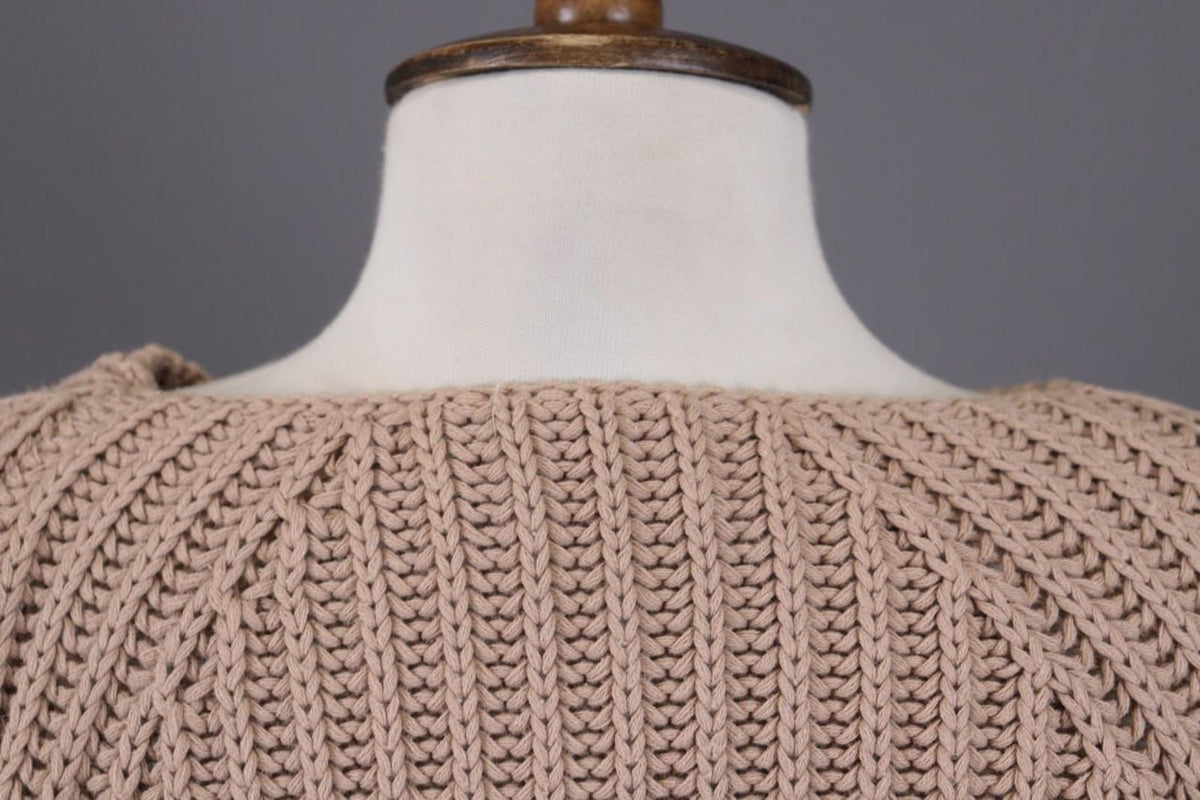 JIL SANDER Brown Knit Cropped Oversize Ballon Long Sleeve Sweater