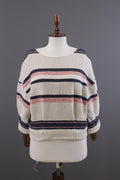 Used BA&SH ZOLA Beige Striped 3/4 Sleeve Cropped Sweater – Size 1