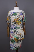 Etro Milano White Floral Silk Short Sleeve Summer Bodycon Dress – Size 42 / M