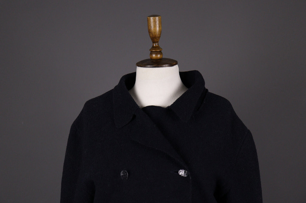 Indies France Wool Black Boiled Wool Double Breasted Coat Jacket – Size 2