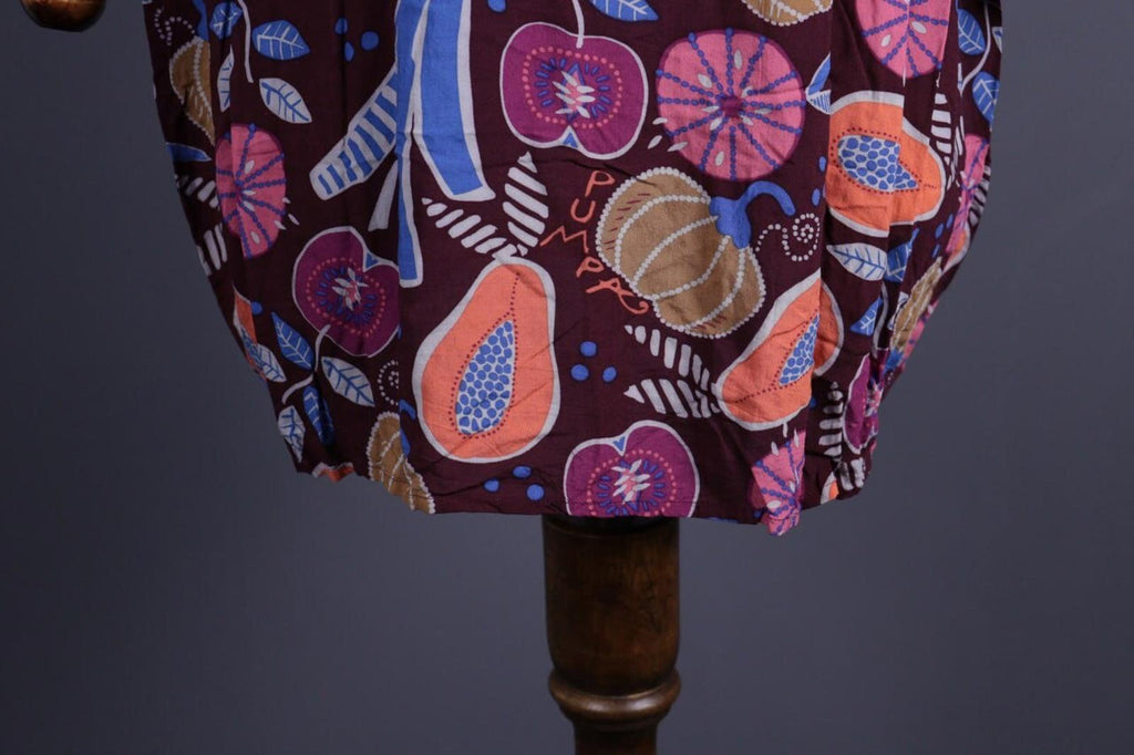 GUDRUN SJODEN Multicolor Fruits Print Sleeveless Blouson Dress – Size M