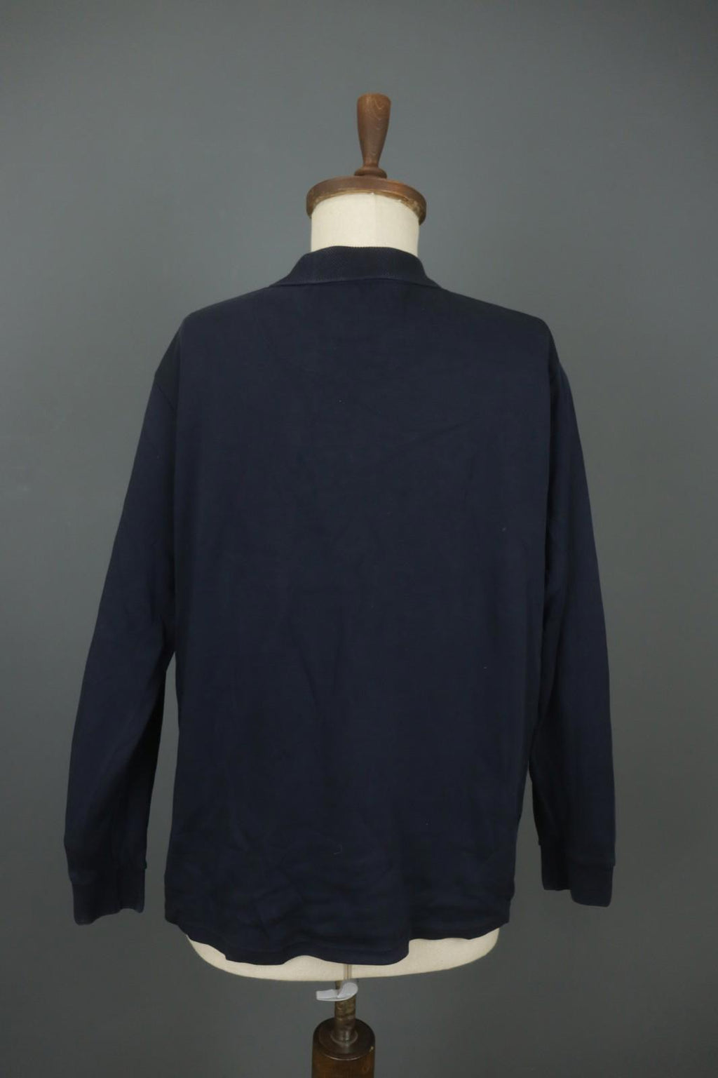Carlo Colucci Navy 100% Cotton Long Sleeve Collared Popover Polo Shirt – Size L