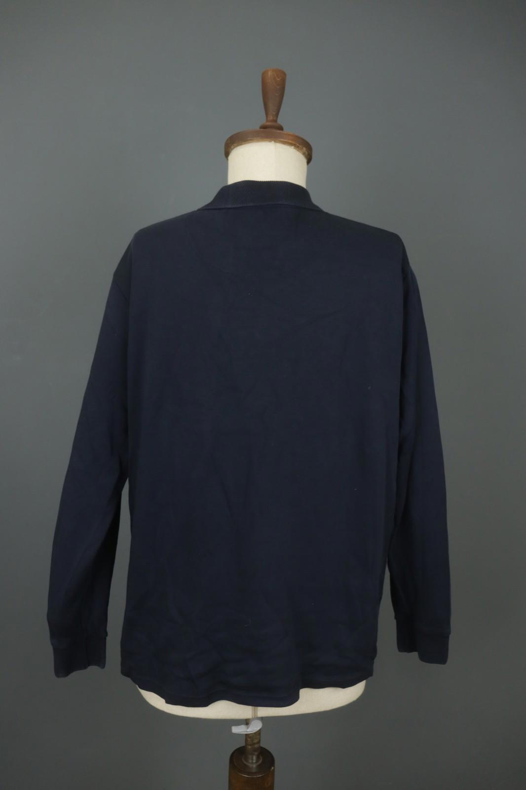 Carlo Colucci Navy 100% Cotton Long Sleeve Collared Popover Polo Shirt – Size L